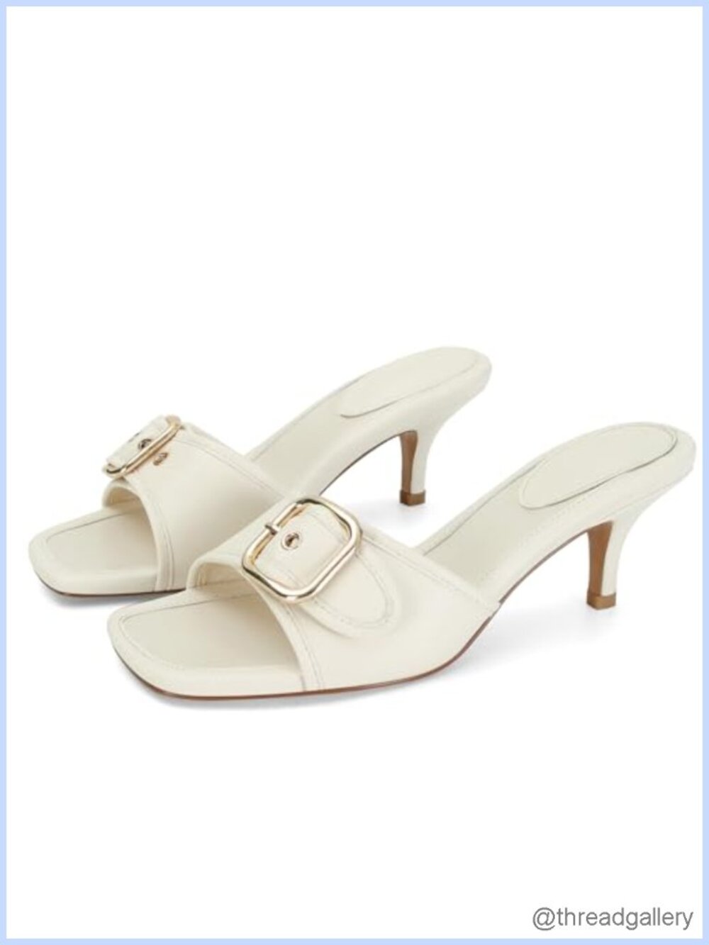 Vegan Leather Kitten Heel Sandals Square Open Toe Slip On Dress Shoes